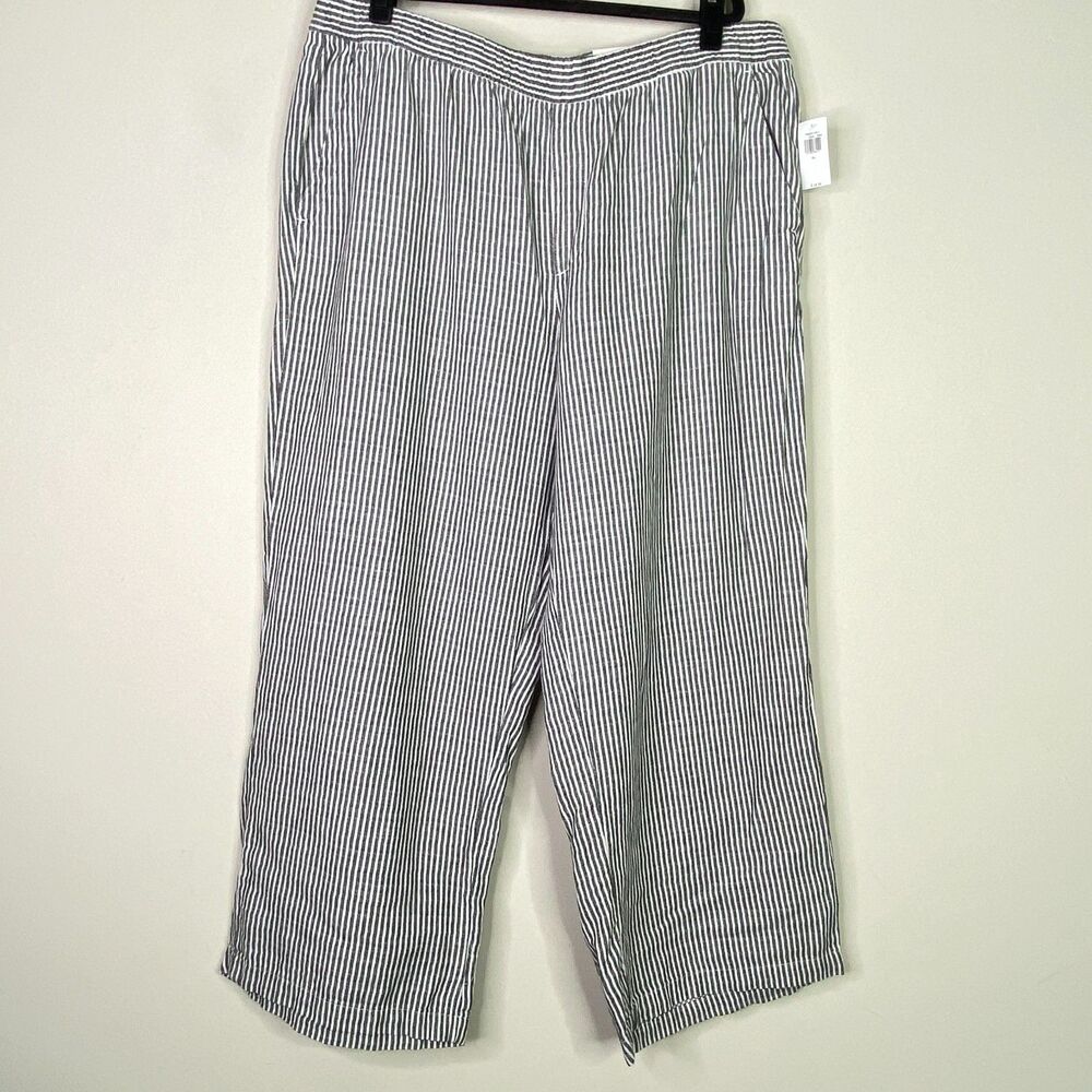 New Old Navy Stripe High Rise Wide Leg Pull On Pants Women's Size XL